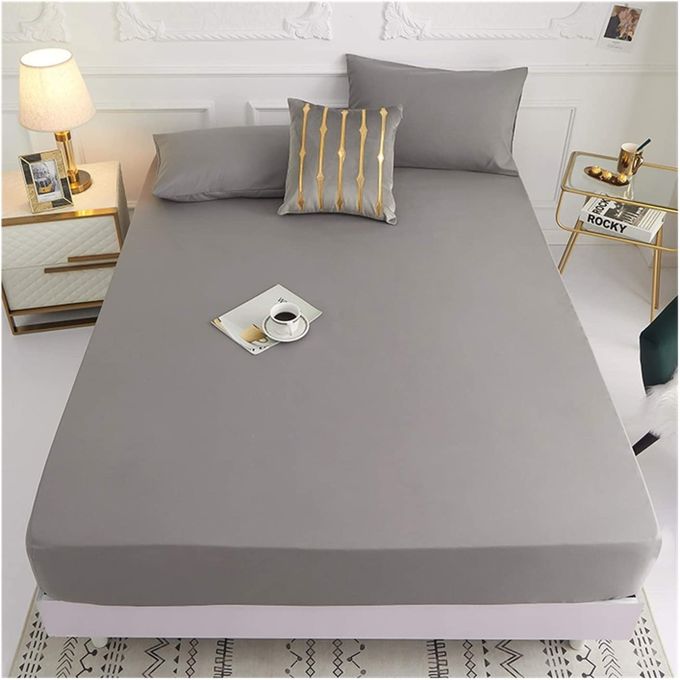Drap Housse de lit avec bande super doux + 2 Taie d'oreiller 160x200cm