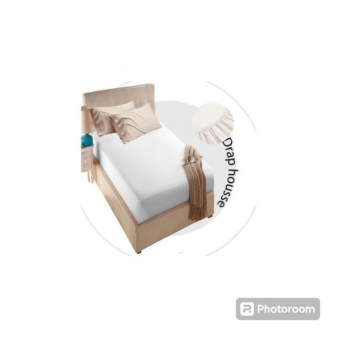 Drap Housse de lit blanc avec bande doux+1 Taie d'oreiller 190x90cm(seule place)