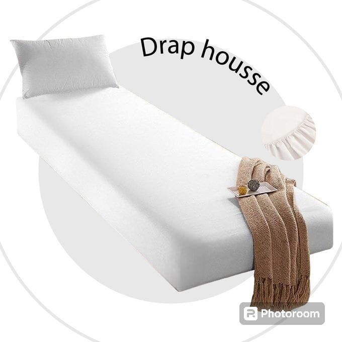Drap Housse de lit blanc avec bande doux+1 Taie d'oreiller 190x90cm(seule place)