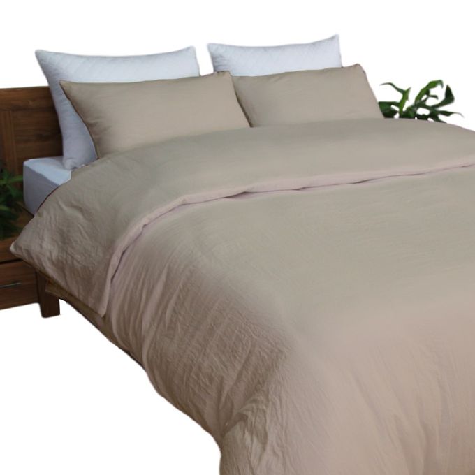 DWIRTY Housse de couette BEIGE SABLE + 2 taies Or (2places)