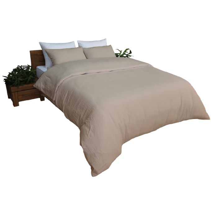 DWIRTY Housse de couette BEIGE SABLE + 2 taies Or (2places)