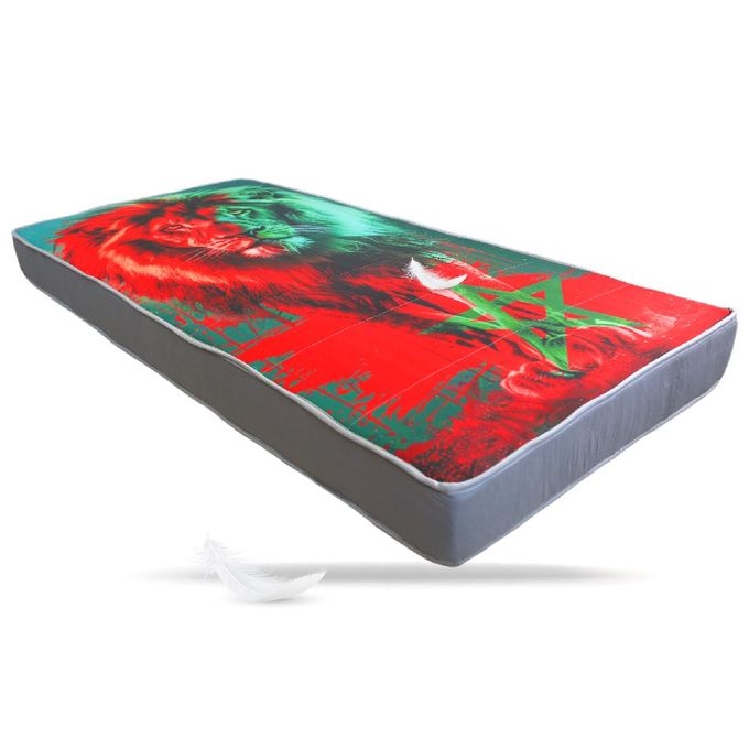 DWIRTY Pack Matelas Camping Lion d’Atlas :Mtls 1Place (190x90x15cm) + Oreiller + 1TO