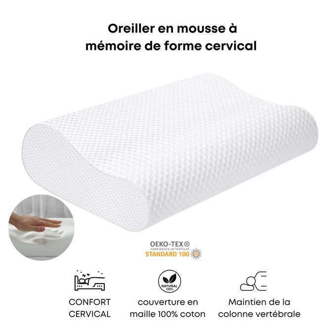 MAISON GOOD AND WELL Oreiller Medical en mousse à mémoire de forme cervical